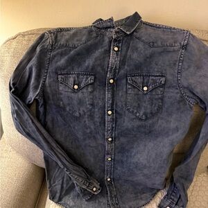 Men's Vintage Indigo Button-Down Shirt